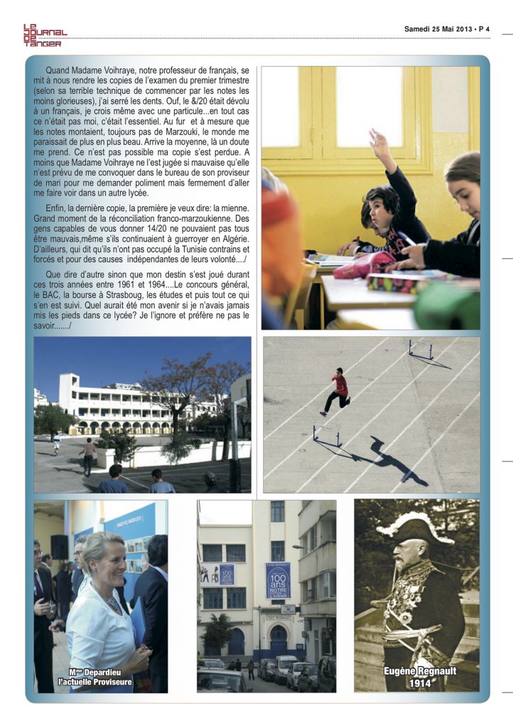 Article du journal de Tanger du l'illustration du livre Nos années lycées par Nora H. 